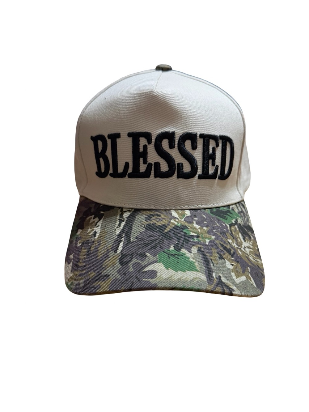 BLESSED Embroidered Truckers Cap - Beige & Camouflage